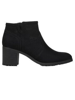 NWT Life Stride Black Matilda Suede-Look Block Heel Ankle Boots